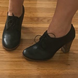Madewell Black Leather High Heel Oxfords Like New